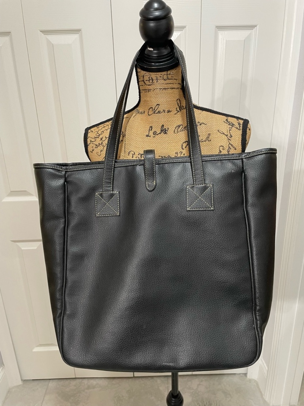 Barrington Nantucket Black Pebble Leather Tote Bag